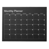 Schwarzes Minimalistisches Monatsplaner Notepad Notizblock (Vorderseite)