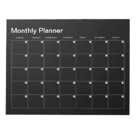 Schwarzes Minimalistisches Monatsplaner Notepad Notizblock