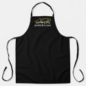 Schwarzes minimalistisches Monogramm Gold Anfangsb Schürze (Vorderseite)