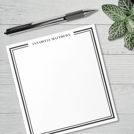 Schwarzes minimalistisches Monogramm Notizblock