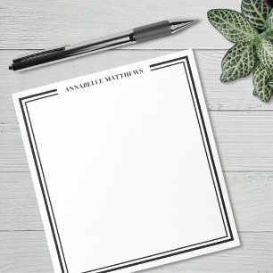 Schwarzes Minimalistisches Monogramm Notizblock