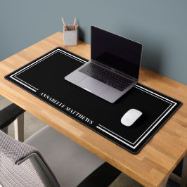 Schwarzes Minimalistisches Monogramm Schreibtischunterlage