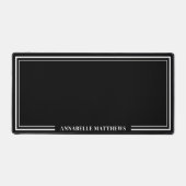 Schwarzes Minimalistisches Monogramm Schreibtischunterlage (Vorderseite)