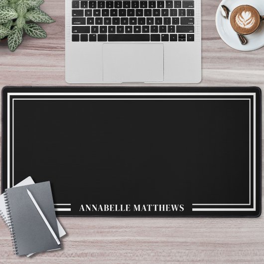 Schwarzes Minimalistisches Monogramm Schreibtischunterlage