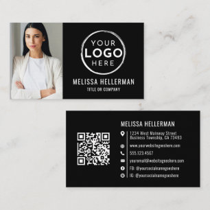 Schwarzes minimalistisches professionelles Foto-Lo Visitenkarte