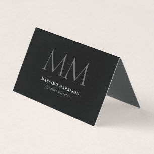 Schwarzes Minimalistisches Professionelles Monogra Visitenkarten