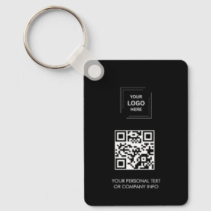 Schwarzes minimalistisches QR-Geschäftslogo-Schlüs Schlüsselanhänger