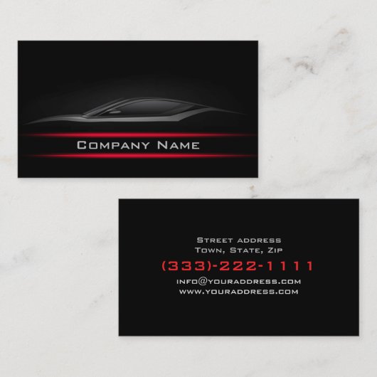 Schwarzes Minimalistisches rotes Linien dunkles La Visitenkarte (Vorne/Hinten)