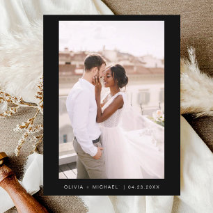 Schwarzes Minimalistisches Save the Date-Skript-Fo Postkarte