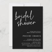 Schwarzes Minimalistisches Skript-Brautparty Einladung (Vorderseite)