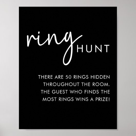 Schwarzes Minimalistisches Skript Brautparty Ringj Poster (Vorne)