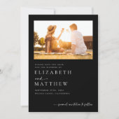 Schwarzes Minimalistisches Skript-Foto Hochzeit Save The Date (Vorderseite)