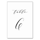 Schwarzes Minimalistisches Skript Hochzeit Tischnu Tischnummer (Vorderseite)