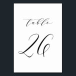 Schwarzes Minimalistisches Skript Hochzeit Tischnu Tischnummer<br><div class="desc">Tabelle 26. Elegante Tischnummern mit schwarzem minimalistischem Schrift. Diese schwarz-weiße Tischnummer ist ideal für Hochzeiten,  Abschluss,  Babyduschen,  Brautpartys und andere Veranstaltungen. Weitere Nummern und Farben sind verfügbar.</div>
