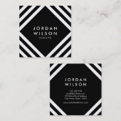 Schwarzes Minimalistisches weißes Quadrat zeichnet Quadratische Visitenkarte (Vorne/Hinten)