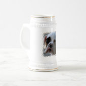 Schwarzes mit Augen Boxer-Hundebier Stein Bierglas (Vorderseite Links)