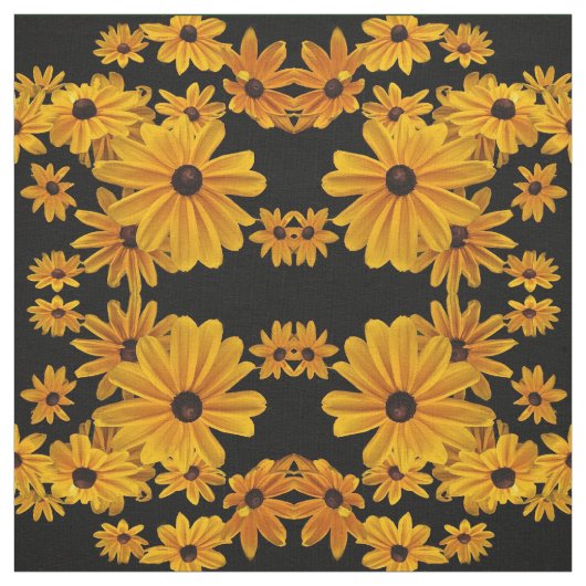 Schwarzes mit Augen Susan-Blumen-Gelb-Blumengewebe Stoff (Muster)