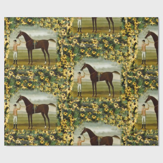 Schwarzes Mit Augen Susan Derby Reitpferd Geschenkpapier (Flach)