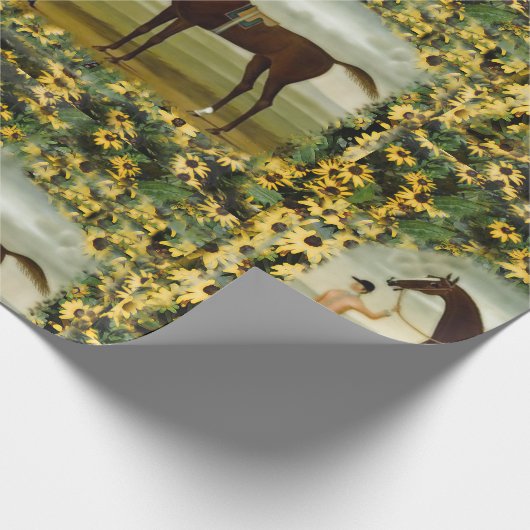 Schwarzes Mit Augen Susan Derby Reitpferd Geschenkpapier (Ecke)