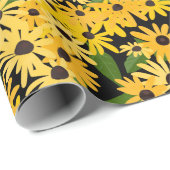 Schwarzes Mit Augen Susan Garden Floral Wrapping P Geschenkpapier (Rolleneckpunkt)
