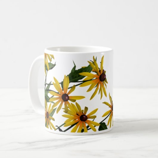 Schwarzes mit Augen Susans, Gänseblümchen Kaffeetasse (Vorderseite Links)