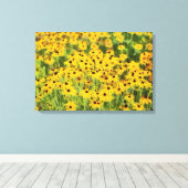 Schwarzes mit Augen Susans wickelte Leinwanddruck (Insitu (Holzboden))