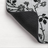 Schwarzes mit Blumen auf Weiß Mousepad (Ecke)