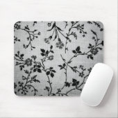 Schwarzes mit Blumen auf Weiß Mousepad (Mit Mouse)