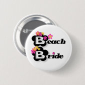 Schwarzes mit Blumen-Strand-Braut Button (Vorne & Hinten)