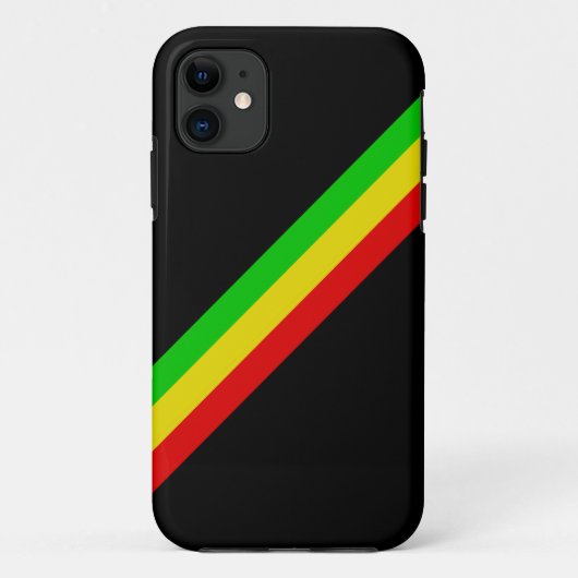 Schwarzes mit diagonalen Rasta Streifen Case-Mate iPhone Hülle (Rückseite)