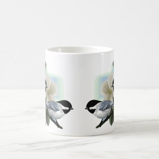 Schwarzes mit einer Kappe bedeckte Chickadee Kaffeetasse (Mittel)