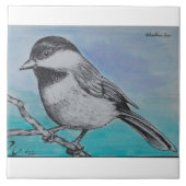 Schwarzes mit einer Kappe bedeckter Chickadee Fliese (Vorderseite)