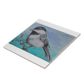 Schwarzes mit einer Kappe bedeckter Chickadee Fliese (Seite)