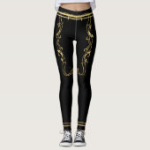Schwarzes mit Goldstark vereinfachtem Leggings (Vorderseite)
