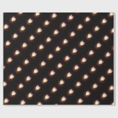 Schwarzes mit Herz-Flamme Geschenkpapier (Flach)