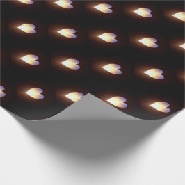 Schwarzes mit Herz-Flamme Geschenkpapier