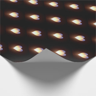 Schwarzes mit Herz-Flamme Geschenkpapier