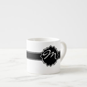 Schwarzes mit Monogramm Espressotasse