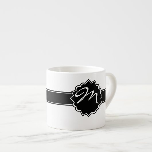 Schwarzes mit Monogramm Espressotasse (Vorderseite Rechts)