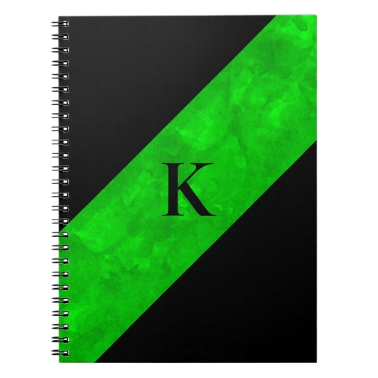 Schwarzes Mit Monogramm Notebook Notizblock (Vorderseite)