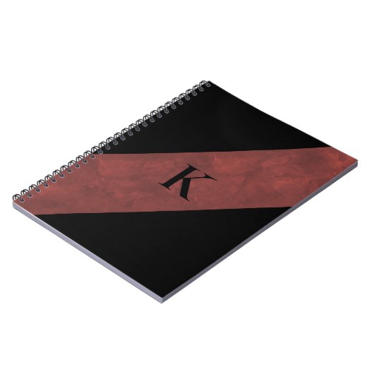 Schwarzes Mit Monogramm Notebook Notizblock (Linke Seite)