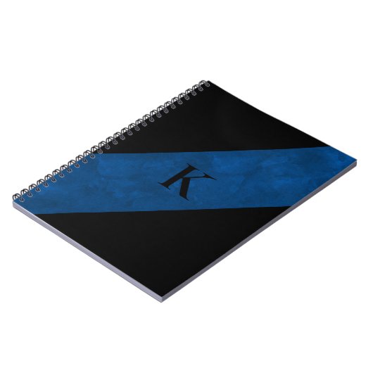 Schwarzes Mit Monogramm Notebook Notizblock (Linke Seite)