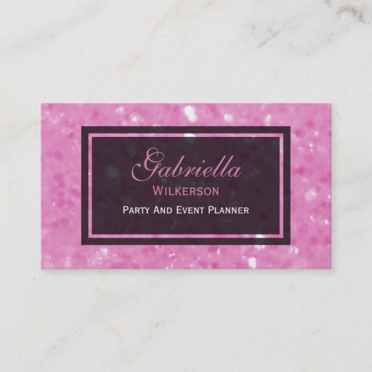 Schwarzes mit rosa Glitz-Visitenkarten Visitenkarte (Vorderseite)