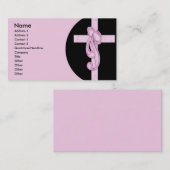 Schwarzes mit rosa Quer- u. Bogen-Visitenkarten Visitenkarte (Vorne/Hinten)