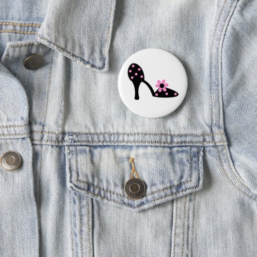 Schwarzes mit rosa Tupfen-Schuh Button (Beispiel)