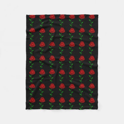 Schwarzes mit Rosen-Fleece-Decke Fleecedecke (Vorderseite)
