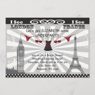 Schwarzes mit roten Brautparty-Einladungen Einladung