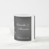 Schwarzes mit weißer Leuchter-Silhouette Mattglastasse (Vorderseite Links)