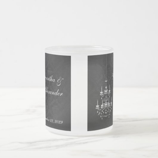 Schwarzes mit weißer Leuchter-Silhouette Mattglastasse (Mittel)