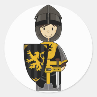 Schwarzes Mittelalter-Rittersticker Runder Aufkleber
